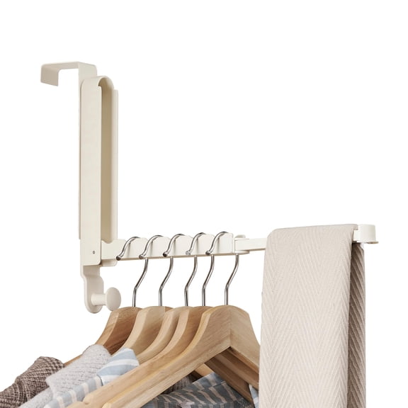 Folding Clothes Drying Rack, Aluminum Alloy Over the Door Hanger with Retractable Rod, Foldable Portable for Bathroom, Laundry Room, Apartment