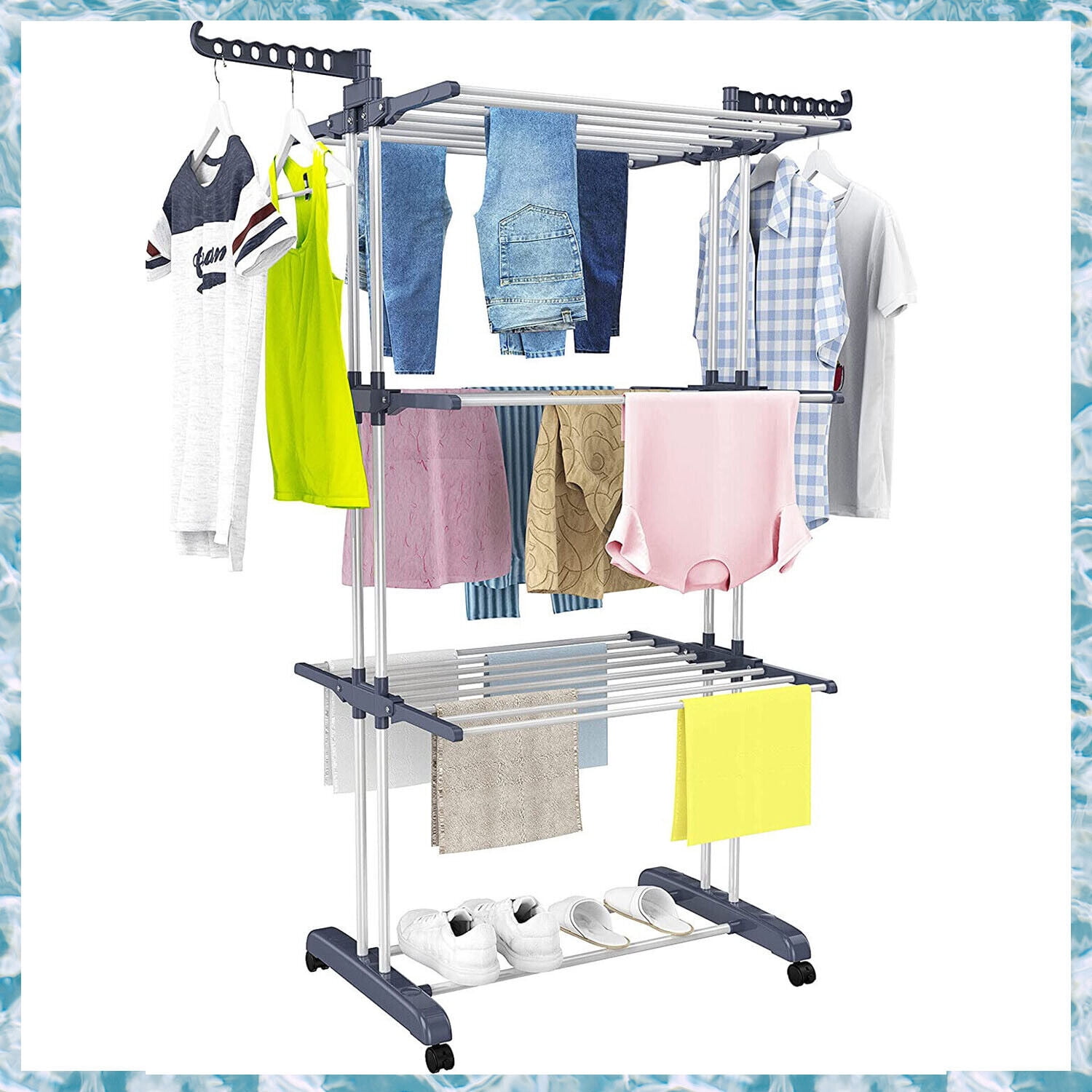 Folding Clothes Drying Rack Stainless Steel Laundry Rack Storage Stand ...