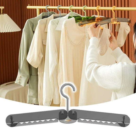Folding Clothes Hanger Portable Travel And Business Travel Clothes Hanger Clothes Hanging Tool Multifunctional Household Clothes Clip Suitable For Camping Traveling Or/ Gray Folding Clothes Rack