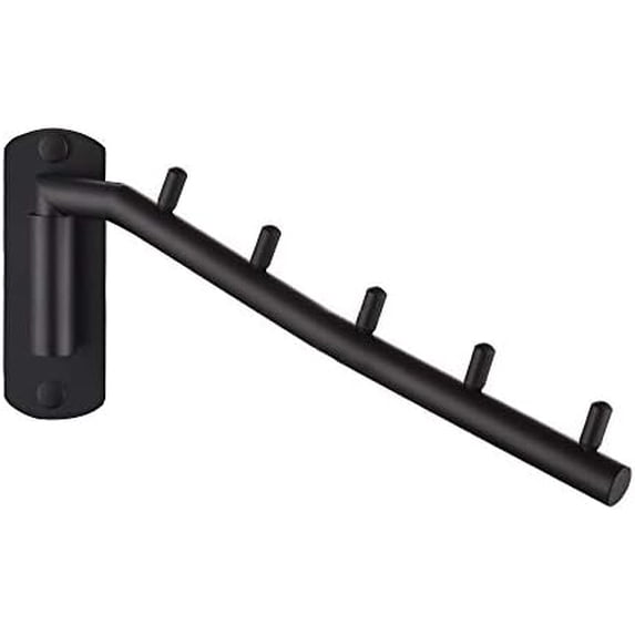 Folding Clothes Hanger Rack, Stainless Steel Swing Arm Hook Holder, Clothing Hanging System Drying Closet Storage Organizer Matte Black Wall Mount, SHR100-PB