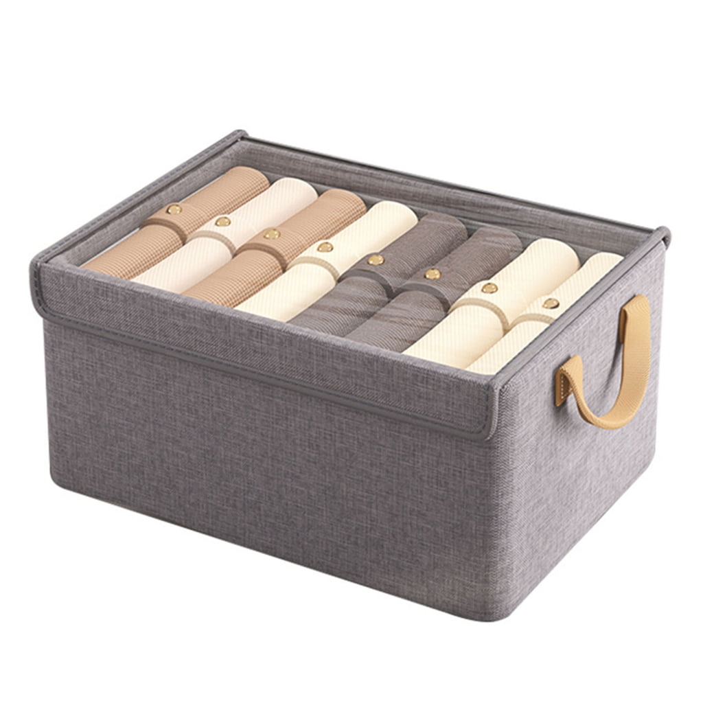 Garment Accessory Storage Folding Clothes Organizer with Lid Clothing Storage Box for Under Bed ...