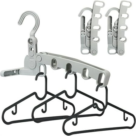 Folding Clothes Rack with 5 Holes 6 Packs- Travel Portable Clothes Hanger, Laundry Drying Rack, Saving Space Collapsible Laundry Rack for Indoor Outdoor