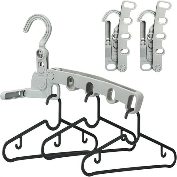 Folding Clothes Rack with 5 Holes 6 Packs- Travel Portable Clothes Hanger, Laundry Drying Rack, Saving Space Collapsible Laundry Rack for Indoor Outdoor