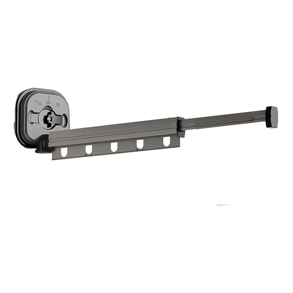 Folding Clothes Rack Aluminum Clothes Hangers Black Wall Mount Rack Drying Rack Sucker Install, S