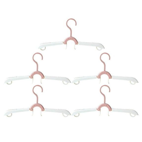 Folding Clothes Rack Travel Hangers 5 Pack | Telescopic Collapsible Plastic Non-Slip with Clips, Space-Saving Lightweight, Adult & Small Garments, Portable Storage Drying Solution