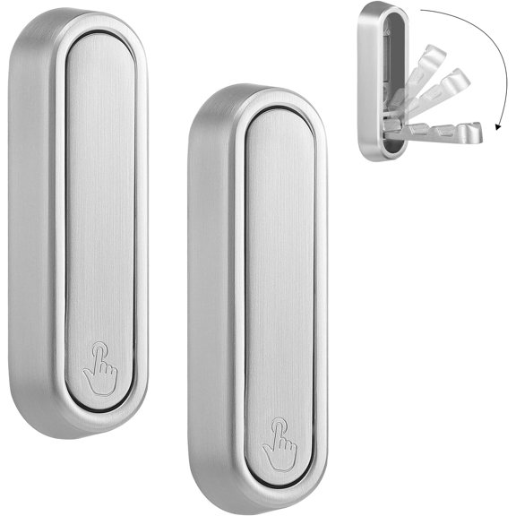 Folding Coat Hooks, 2 Pcs Foldable Silver Wall Hooks Heavy Duty Foldable Hook Bathroom Towel Hooks Robe Hooks Wall Mounted for Hanging Coat Towels Clothes Hat Bags Keys