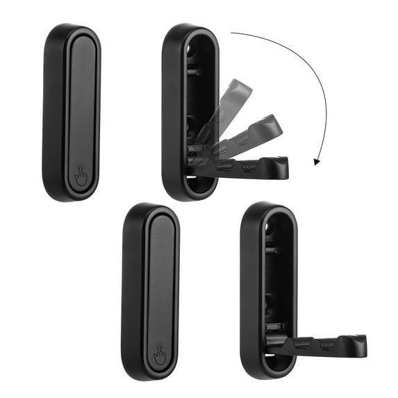 Folding Coat Hooks, 4 Pcs Foldable Black Wall Hooks Heavy Duty Foldable Hook Bathroom Towel Hooks Robe Hooks Wall Mounted for Hanging Coat Towels Clothes Hat Bags Keys Little Squirrel