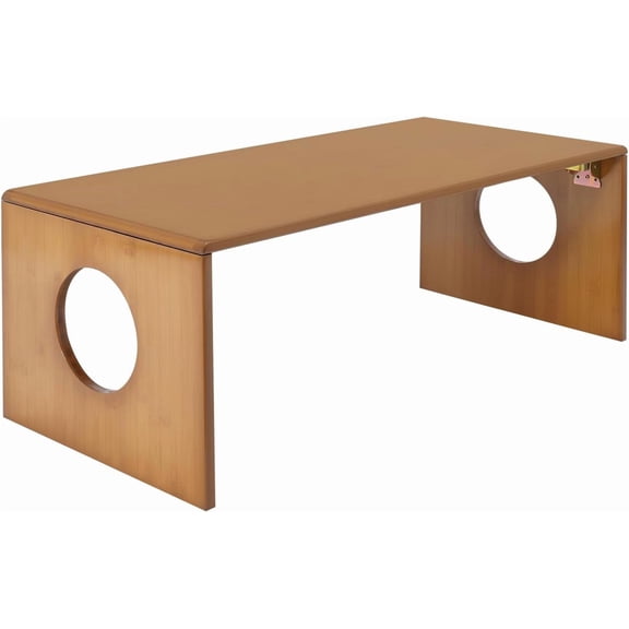 Folding Coffee Table, Japanese Floor Table Bamboo Low Table for Meditation Japanese Tea Tables for Sitting on The Floor No Assembly Portable Altar Tables for Tatami Living 31.5x14.5x11.8in (Brown2)