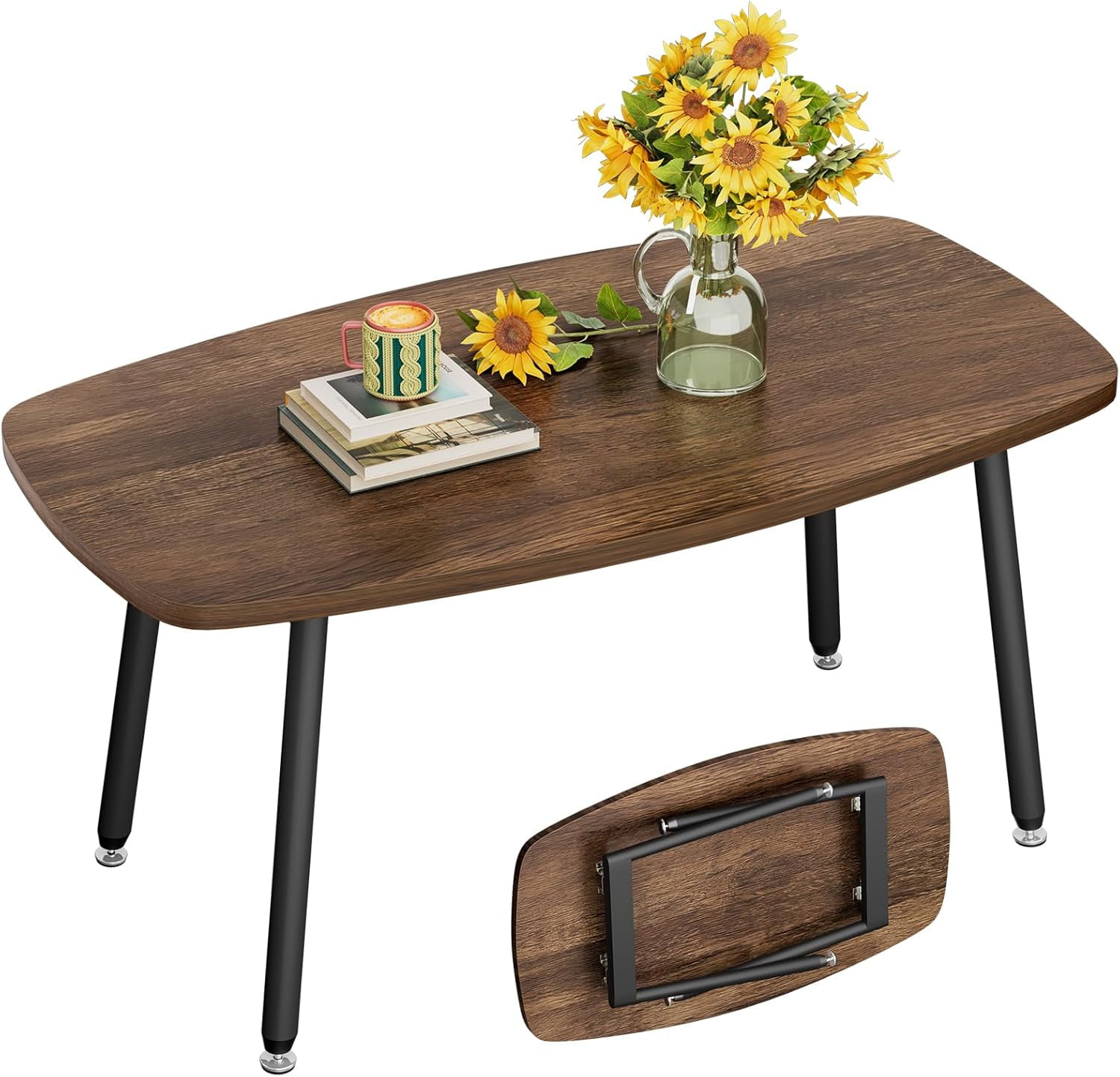 Folding Coffee Table Rustic Small Coffee Tables for Living Room Farmhouse Portable Table for ...