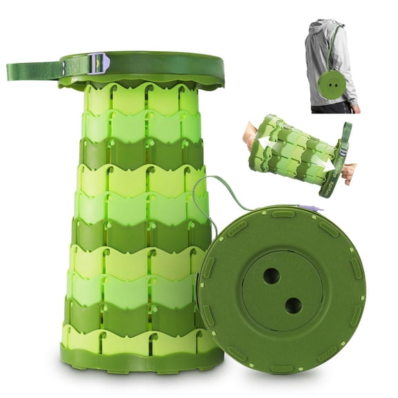 Folding Collapsible Stool Upgraded Lightweight Portable Seat For Adults Telescoping Foldable Stools With Capacity 400lbs Camping Backpack Fishing Outdoor/indoor (lightgreen 1pack)