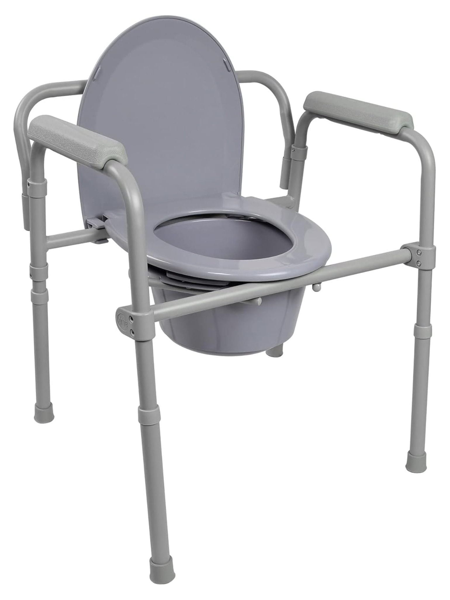 Folding Commode Chair with 7.5 qt Bucket, 350 lbs Weight Capacity, 13 1/2 in Seat Width, Adjustable Height, 1 Count