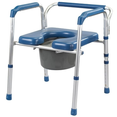 Folding Commode with Padded Seat, Portable Toilet and Bedside Commode Chair