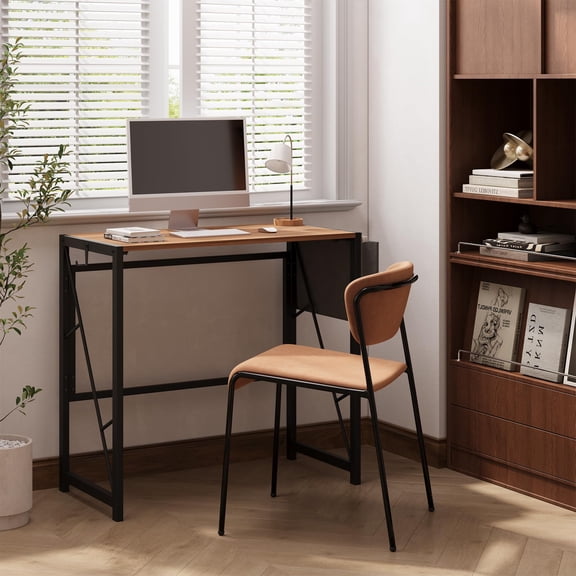 Folding Computer Desk 31.5 in Portable Workstation Small Space Writing Desk