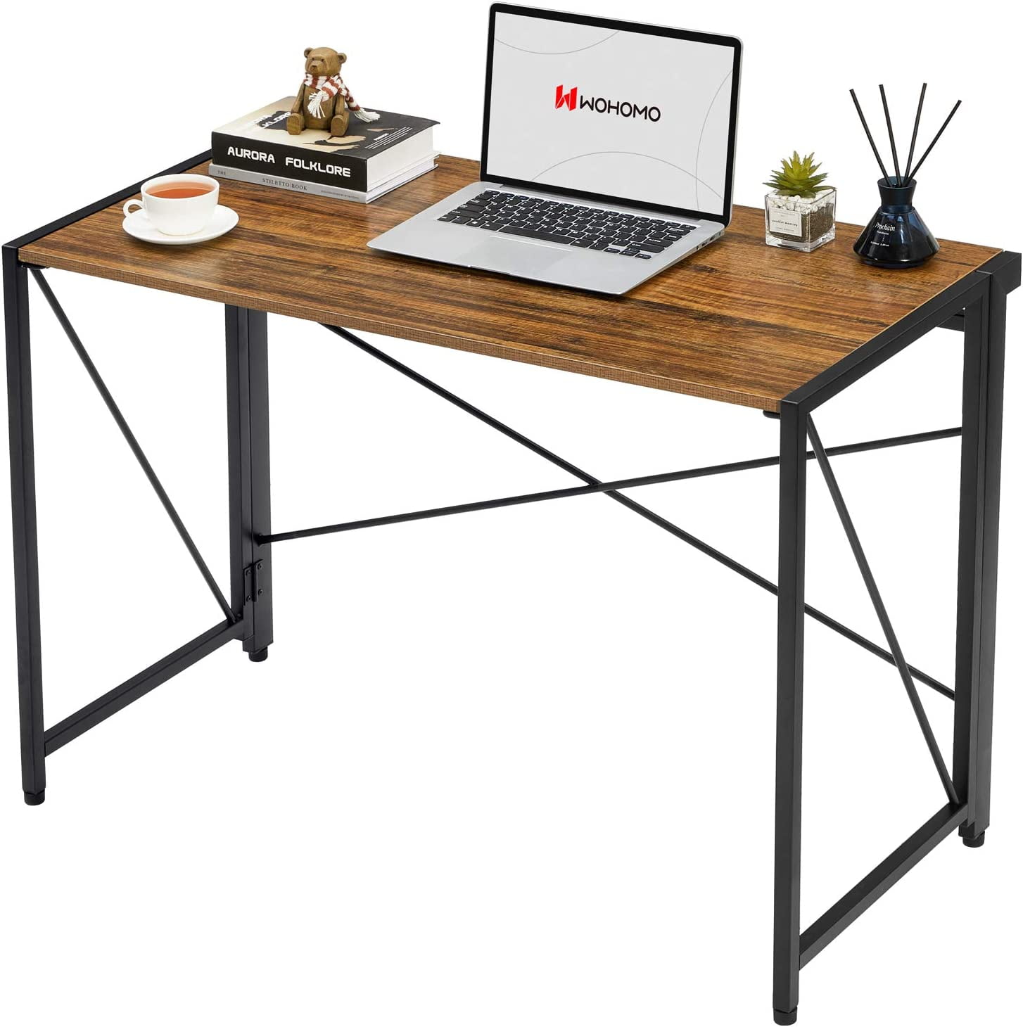 Folding Computer Desk No Assembly Small Desk 39” Study Writing Desk for Small Spaces Foldable