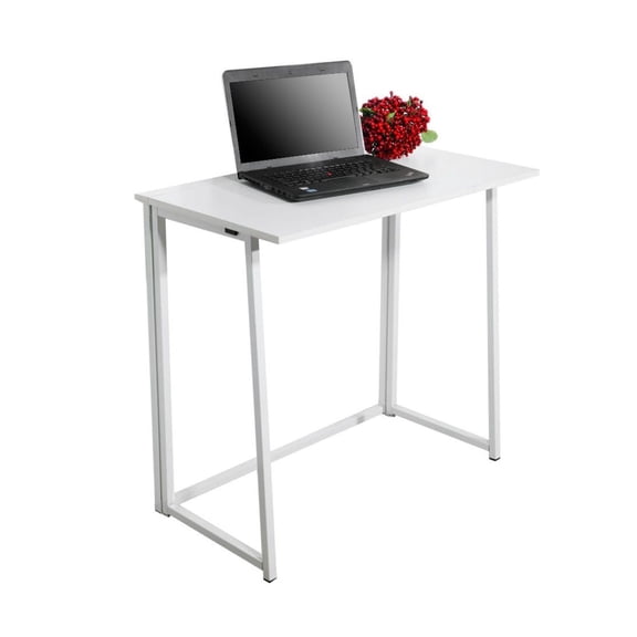 Folding Computer Desk for Small Spaces, Space-Saving Home Office Desk, Foldable Computer Table, Laptop Table, Writing Desk, Compact Study Reading Table (White) RT