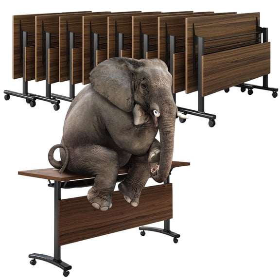 Folding Conference Room Tables, Mobile Training Table Modern Modular Flip Top Meeting Tables, Conference Room Table with Wheels for Home Office Classr (1619A 8Pack 47.2inch)