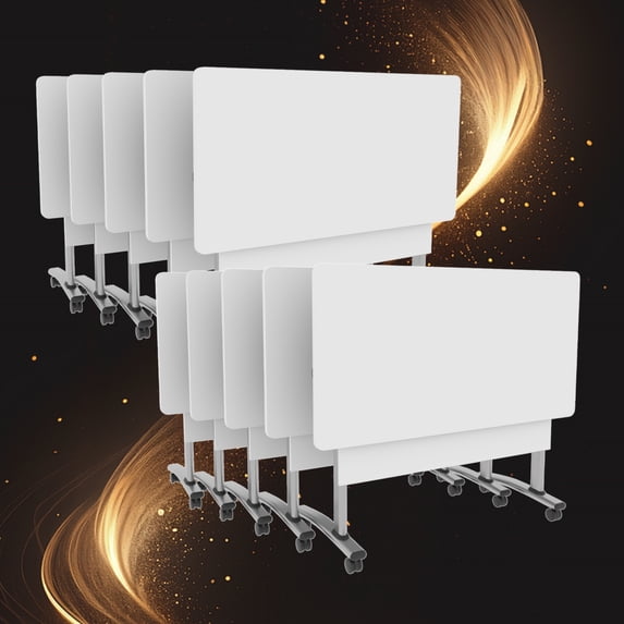 Folding Conference Table with Wheels 10 Pack 55.1 Inch Flip Top Mobile ...