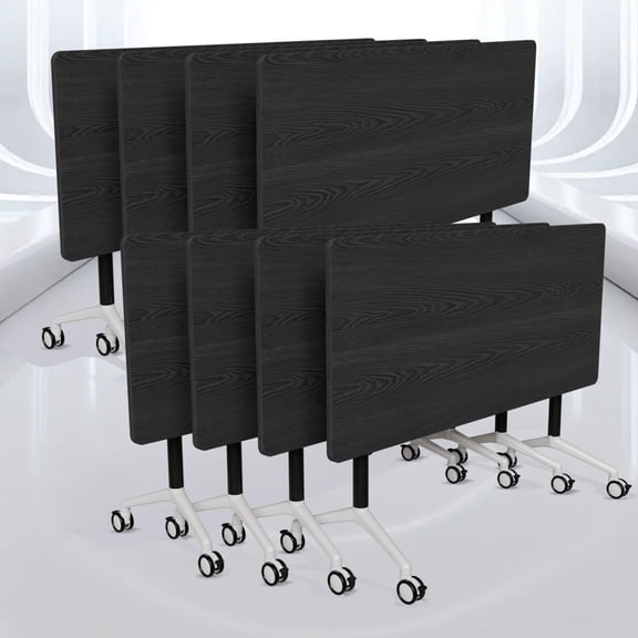 Folding Conference Room Tables, Mobile Training Table Modern Modular Flip Top Meeting Tables, Conference Room Table with Wheels for Home Office Classr (1915F 8Pack 63inch)