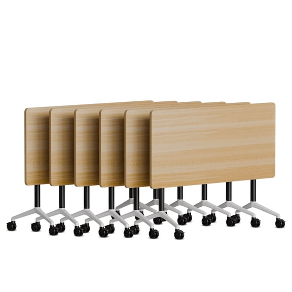 Folding Conference Room Tables,Mobile Training Table with Wheels Rectangular Large Business Seminar Furniture Tables for Office,Meeting Room,School,Wooden