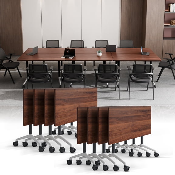 Folding Conference Room Tables with Wheel,Modern Modular Conference Table, Flip Top Training Meeting Table
