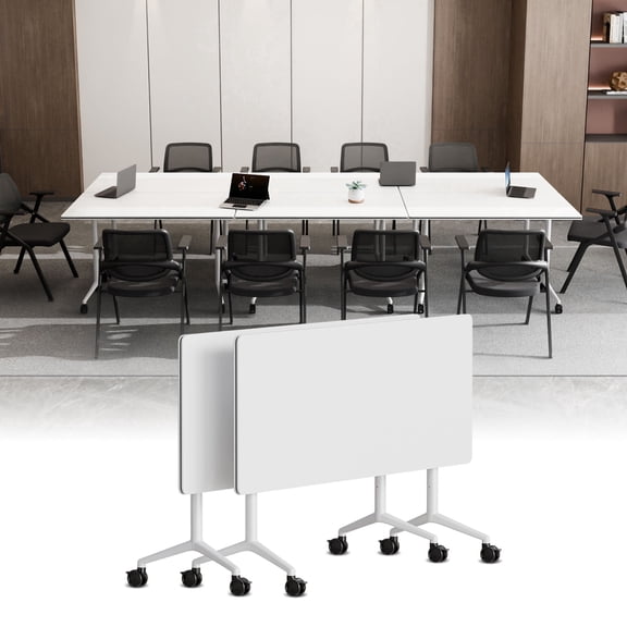 Folding Conference Room Tables with Wheel,Modern Modular Conference Table, Flip Top Training Meeting Table