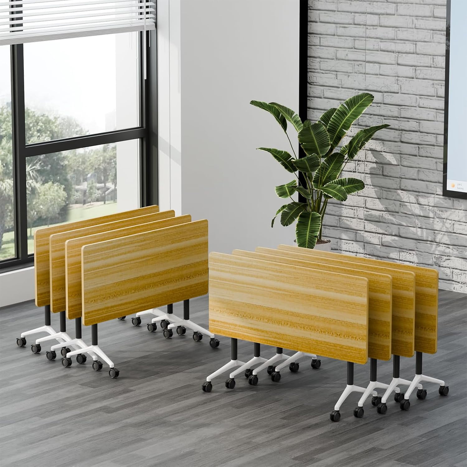 Modula Table Folding Conference Table with Flip Top,Mobile Nesting Training Desk ...