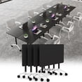 thumbnail image 1 of Folding Conference Table Black Foldable Conference Room Tables for 6-12 Person, Modern Modular Office Training Desk with Wheels (47.2in 4), 1 of 7