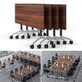 thumbnail image 1 of Folding Conference Table Modern Large Mobile Meeting Table Rolling Conference Room Tables with Wheels Seminar Tables for Office Training Classroom (4, Walnut, 63" D X 19.7" W X 29.5" H), 1 of 7
