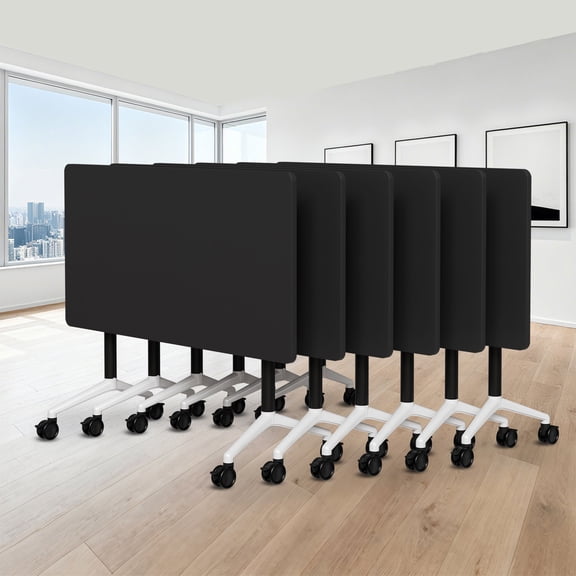 Folding Conference Table with Wheels, Heavy Duty Mobile Training Tables, Foldable Desk for Office Meeting Room