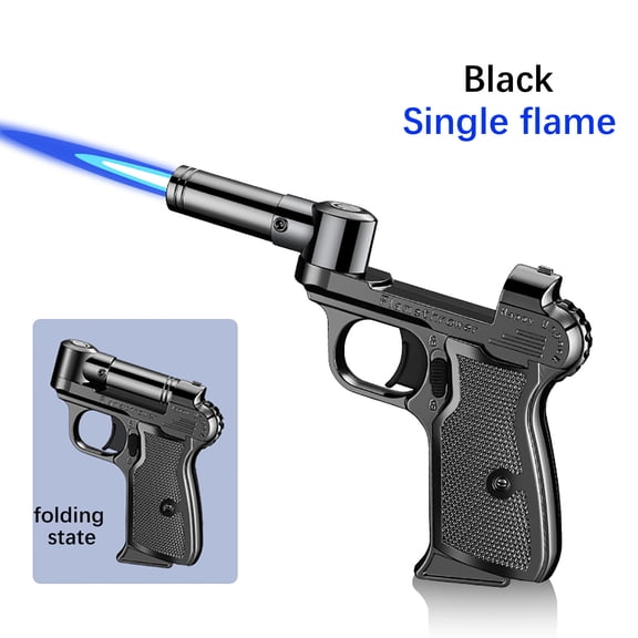Folding Cool Torch Lighters, Windproof for Outdoor with Double Blue Flame, Refillable Butane Lighters for Camping