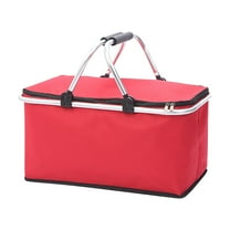 Folding Cooler Box Picnic Bag Food Storage Fabric Water Repellent Thick Foam PEVA Lining Leakproof Double Strap Portable for Camping BBQ Travel Self-Driving