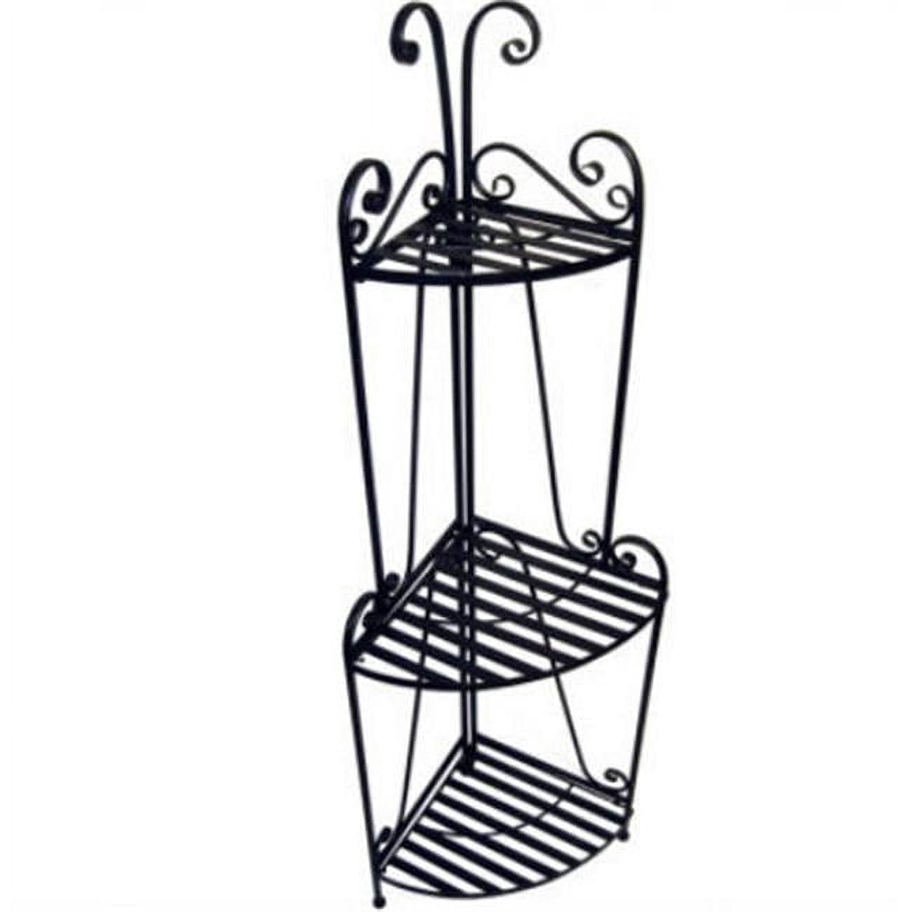 Folding Corner Bakers Rack Three Shelves - Black - Walmart.com