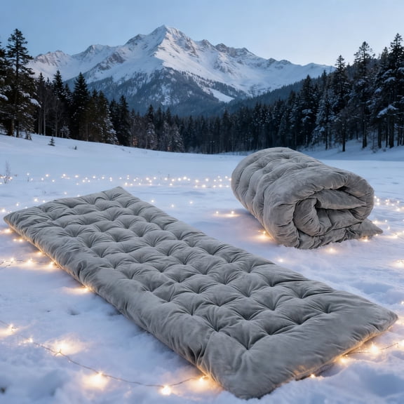 Folding Cot Pads for Sleeping, Soft Comfortable Velvet and Corduroy Camping Cot Mattress Pad for Backpacking Hiking,  & Grey