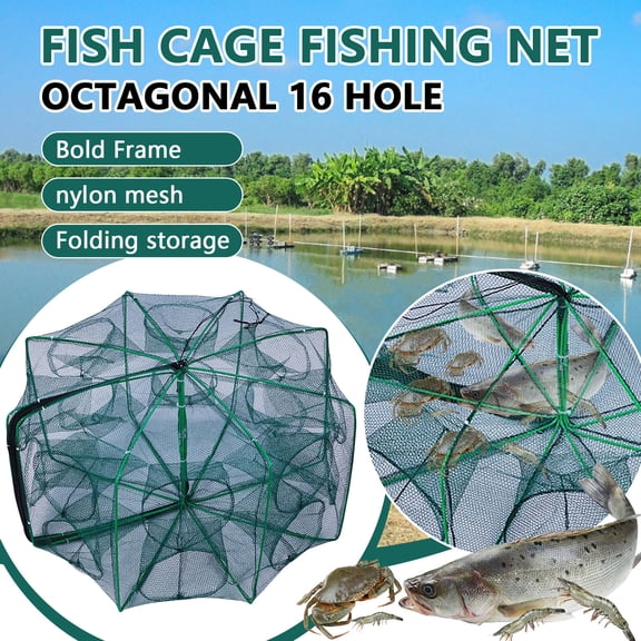Folding Crawfish Trap, 16 Holes Foldable Fishing Net With Collapsible Design, For Catching Lobster Shrimp Crab In Freshwater Saltwater Lakes Rivers Oceans