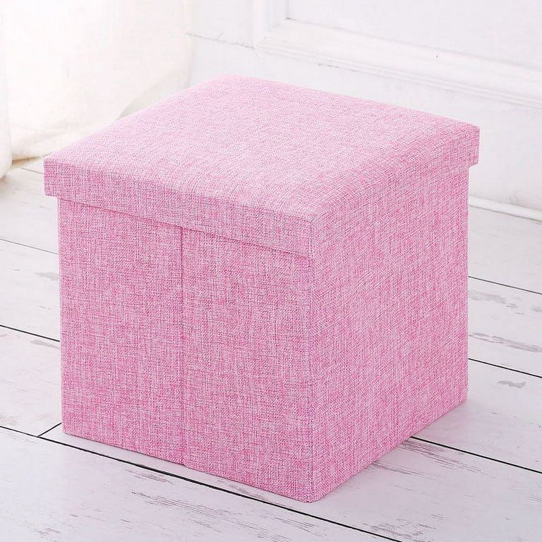 Casewin Folding Cube Cloth Storage Stool, Footrest Seat with Storage for  Kids, Foot Rest Cloth Foot Stools Pink 