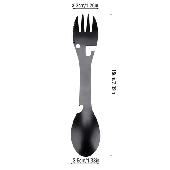 Folding Cutlery Set Camping Stainless Steel Spoon Fork Knife Bottle Opener Multitool Portable Hiking Travel Tableware Kit
