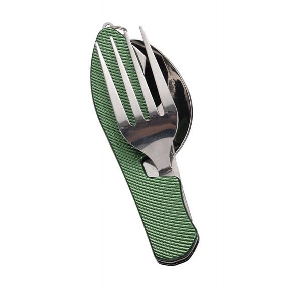 Folding Cutlery Set Camping Stainless Steel Spoon Fork Knife Bottle Opener Multitool Portable Hiking Travel Tableware Kit