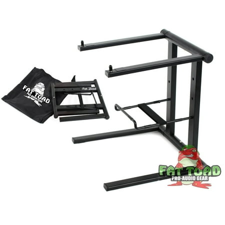 Folding DJ Laptop Stand with Sub-tray Shelf by FAT TOAD - Pro Audio Computer Table Top Rack Stand Mount for iPads, Mixer Controller Tablets PC Gear by GeekStands.com