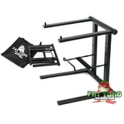 Folding DJ Laptop Stand with Sub-tray Shelf by FAT TOAD - Pro Audio Computer Table Top Rack Stand Mount for iPads, Mixer Controller Tablets PC Gear by