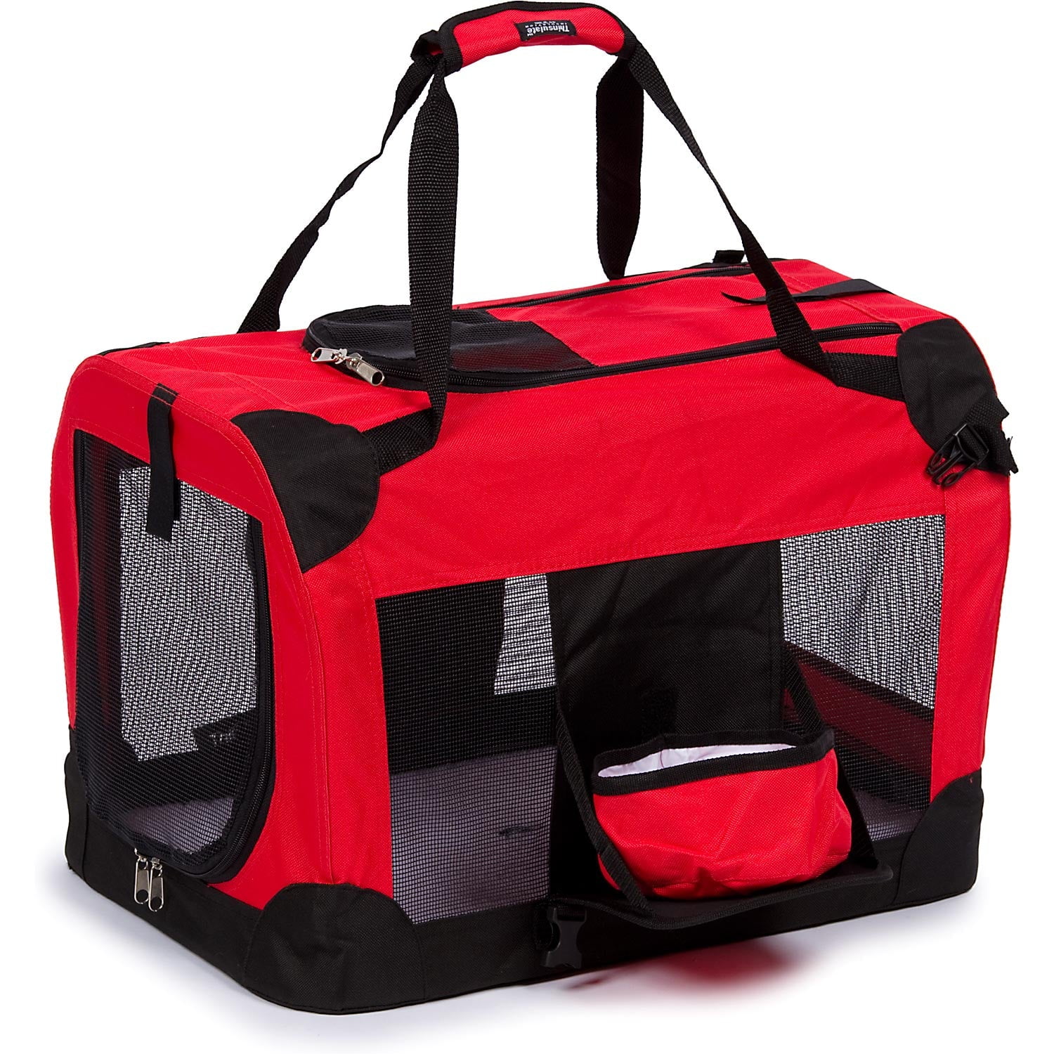 Extra Large Red and Black Soft-Sided Pet Crate