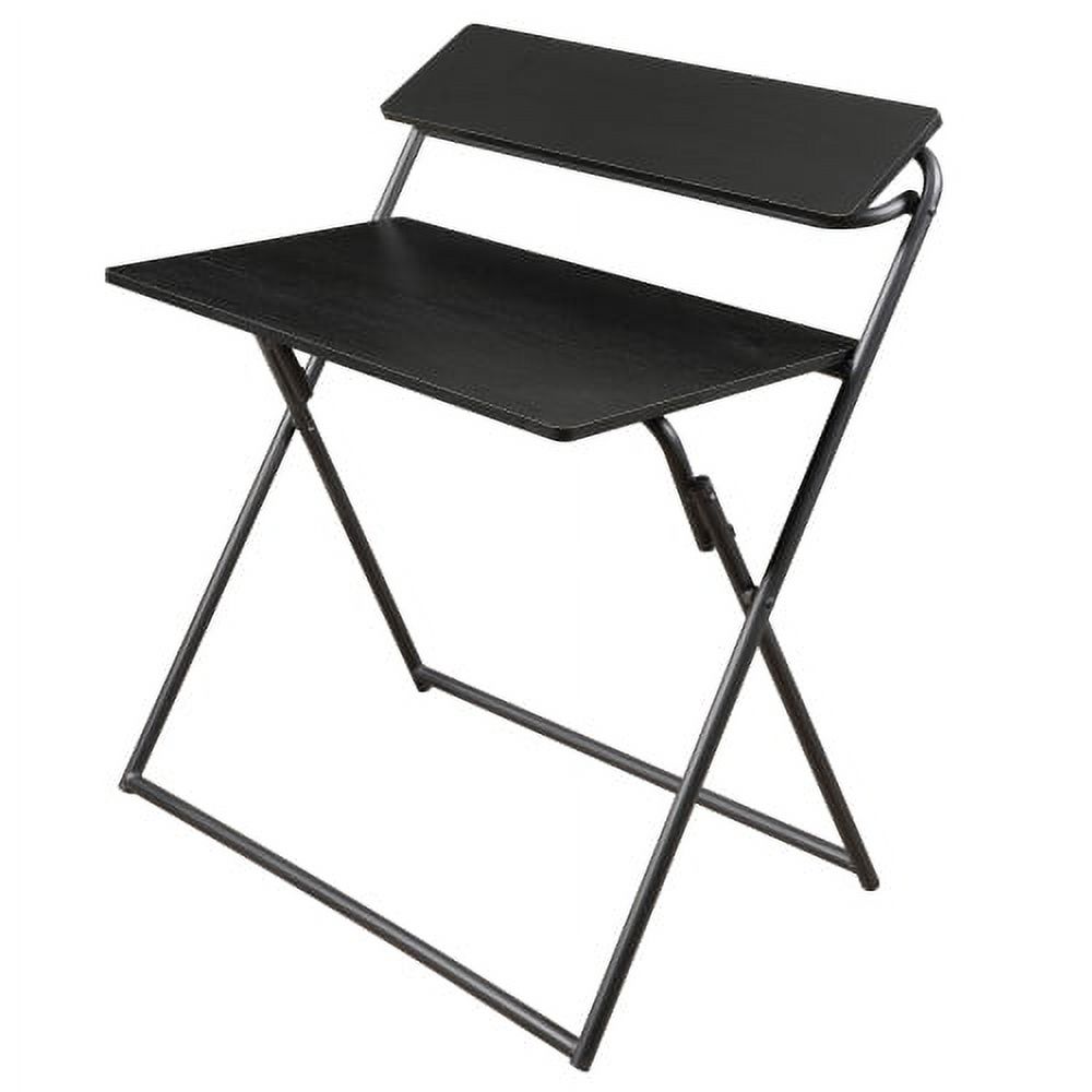 Folding Desk , 2Tier Small Computer Desk with Shelf,No Assembly