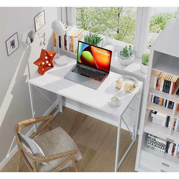 Folding Desk 31.5 inch Foldable Small Portable Computer Desk for Bedroom, Home Office, Dorm, Apartment