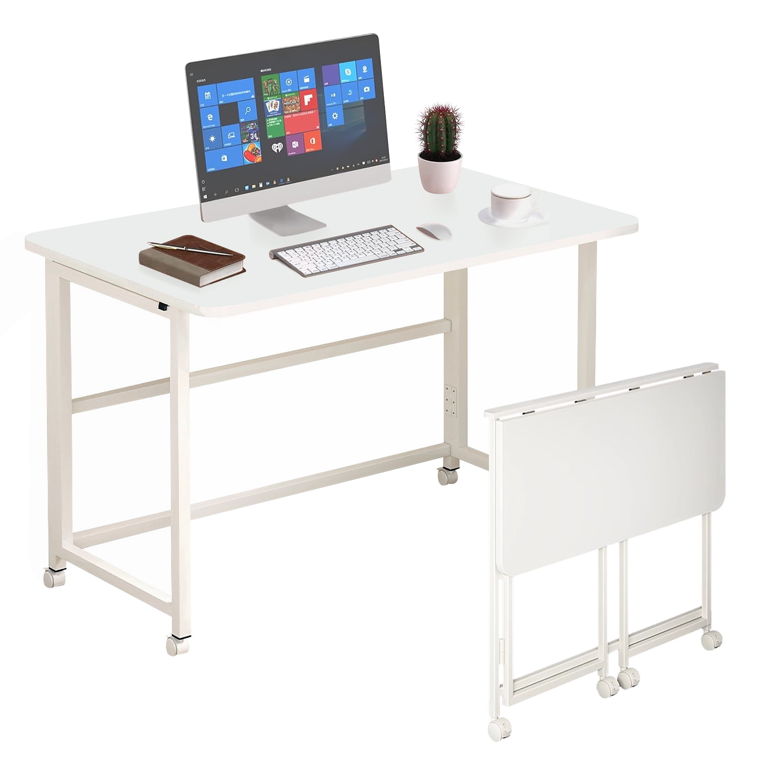 Rolling folding computer desk discount