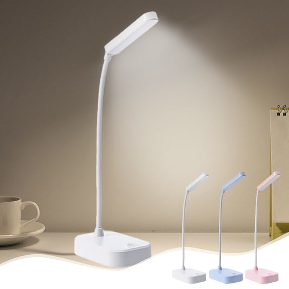 Folding Desk Lamp with Cell Phone Holder USB Rechargeable LED Study Light for Students Eye-Caring Night Reading with Adjustable Brightness | Light Blue KTFgvq