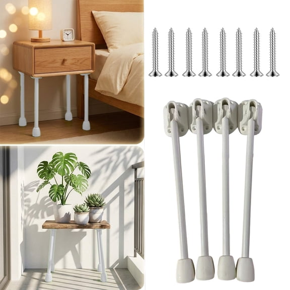 Folding Desk Legs Adjustable 50KG Load Steel Frame Tool-Free Assembly for Bed Table Creative Space-Saving White