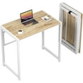 thumbnail image 1 of Folding Desk No-Assembly, 31.5 in Small Desk for Small Spaces, Computer Desk for Home Office, Space Saving Foldable Table, Study Writing Desk, Oak White, 1 of 9