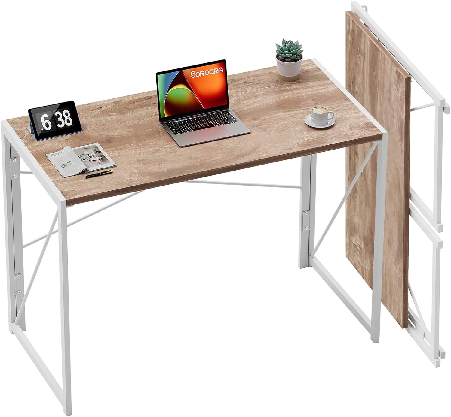 Folding Desk No Assembly Required, 39.4 inch Writing Computer Desk ...