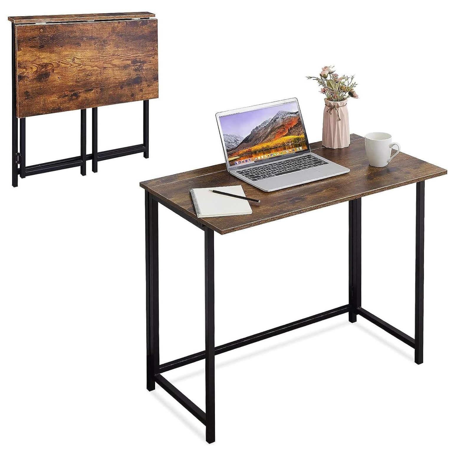 Folding Desk, Small Foldable Desk 31.5" for Small Spaces, Space Saving