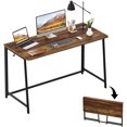 thumbnail image 1 of Folding Desk, Small Foldable Desk 47.2" for Small Spaces, Space Saving Computer Table Writing Workstation for Home Office, Easy Assembly,Brown, 1 of 14