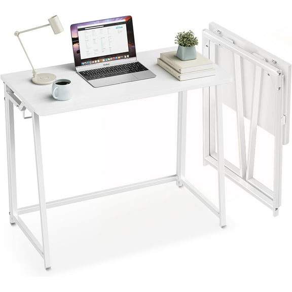 Folding Desk Small Foldable Desk for Small Space, 31.5 Inches Writing Computer Desks in Study, Home Office Foldable Office Desks for Bedroom, Oak